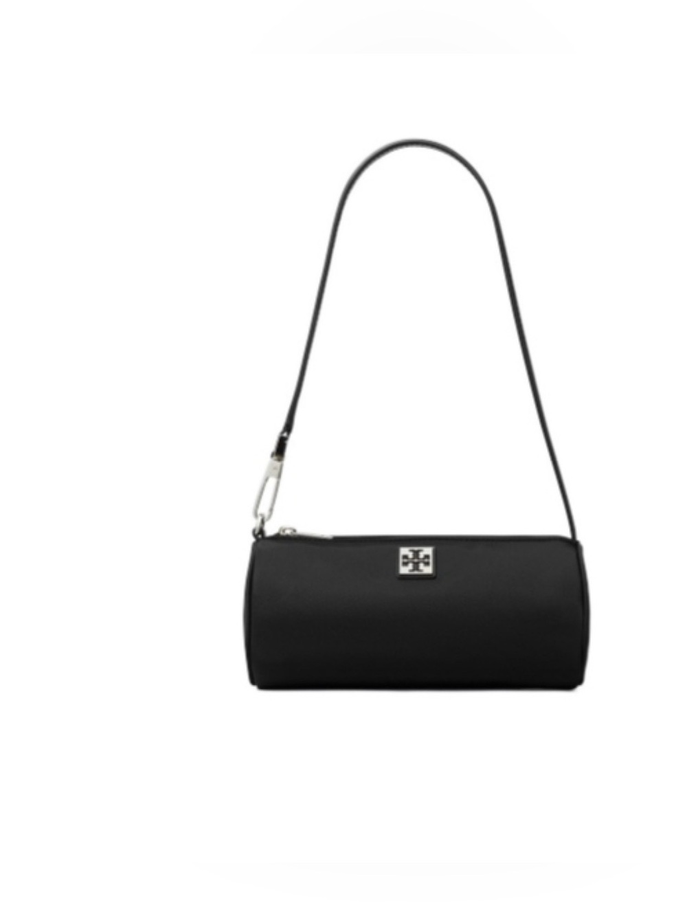 Tory Burch Virginia Nylon Cylinder Shoulder Bag. Black/Silver.